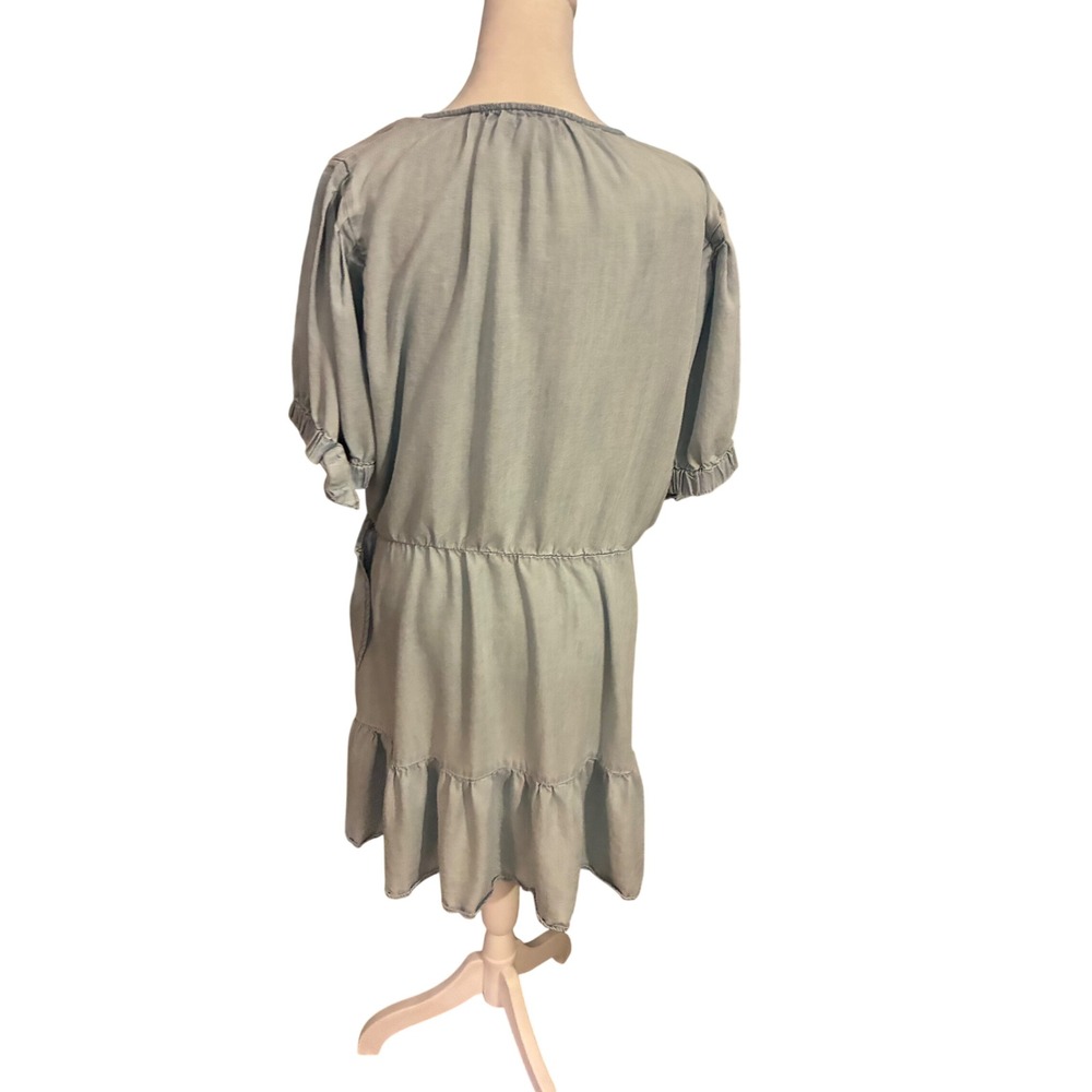LC Lauren Conrad Womens XL Light Blue Lyocell Faux Wrap Ruffle Dress WL31Y002RD - Picture 3 of 8